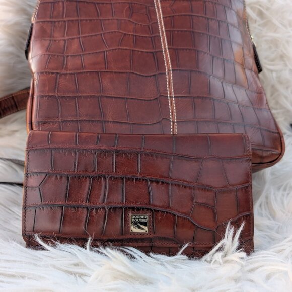 Dooney & Bourke Brown Croc-Embossed Backpack and Wallet main image 6